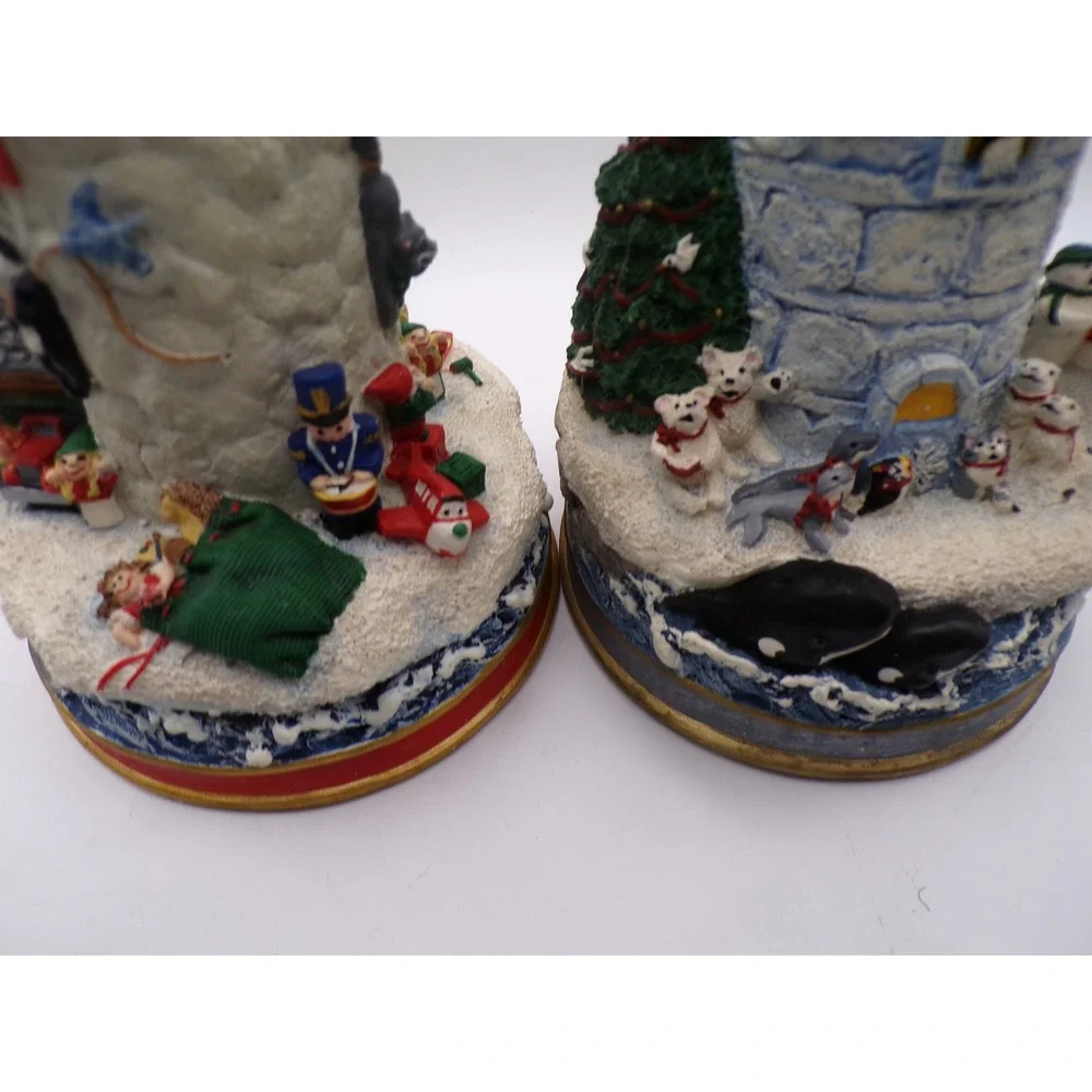 Cheryl Spencer Collin Christmas Lighthouse‎ Candlestick Holders The Danbury Mint